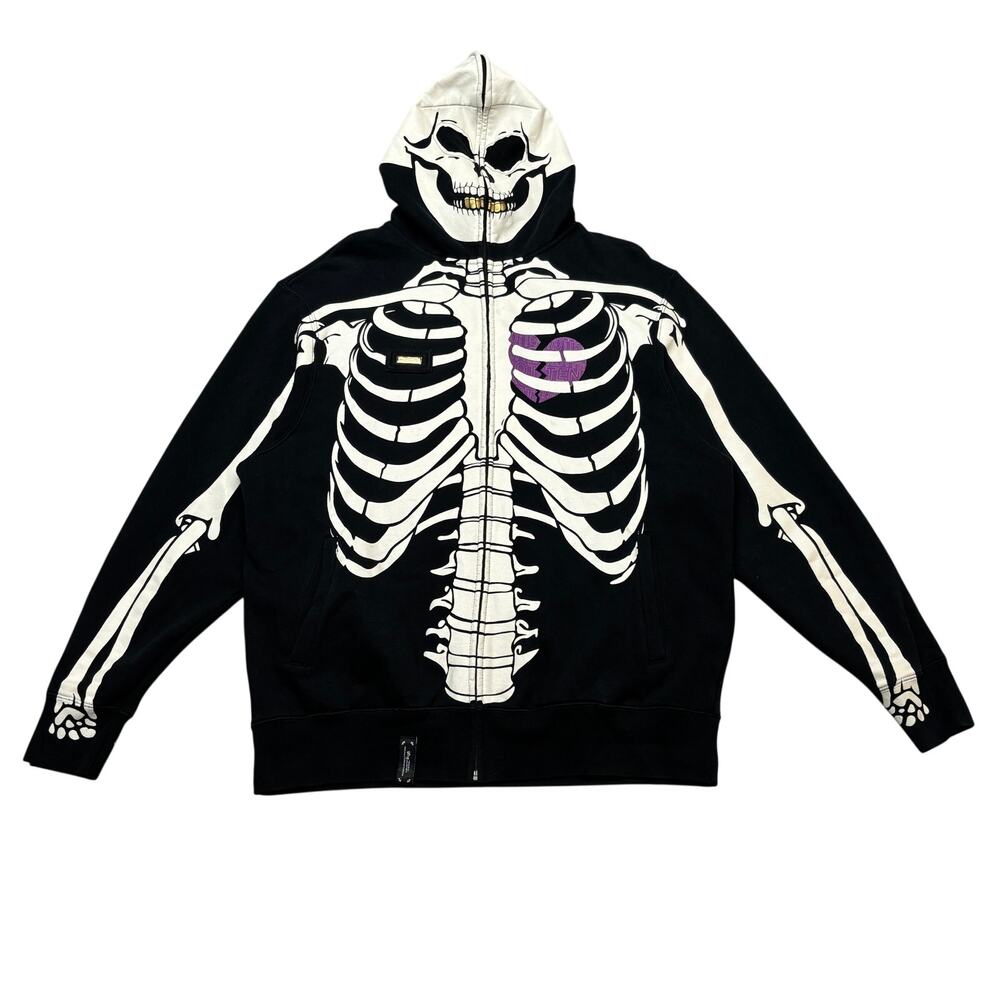 LRG Lifted Research Group Dead Serious Skeleton Hoodie Men's M Y2K Kanye